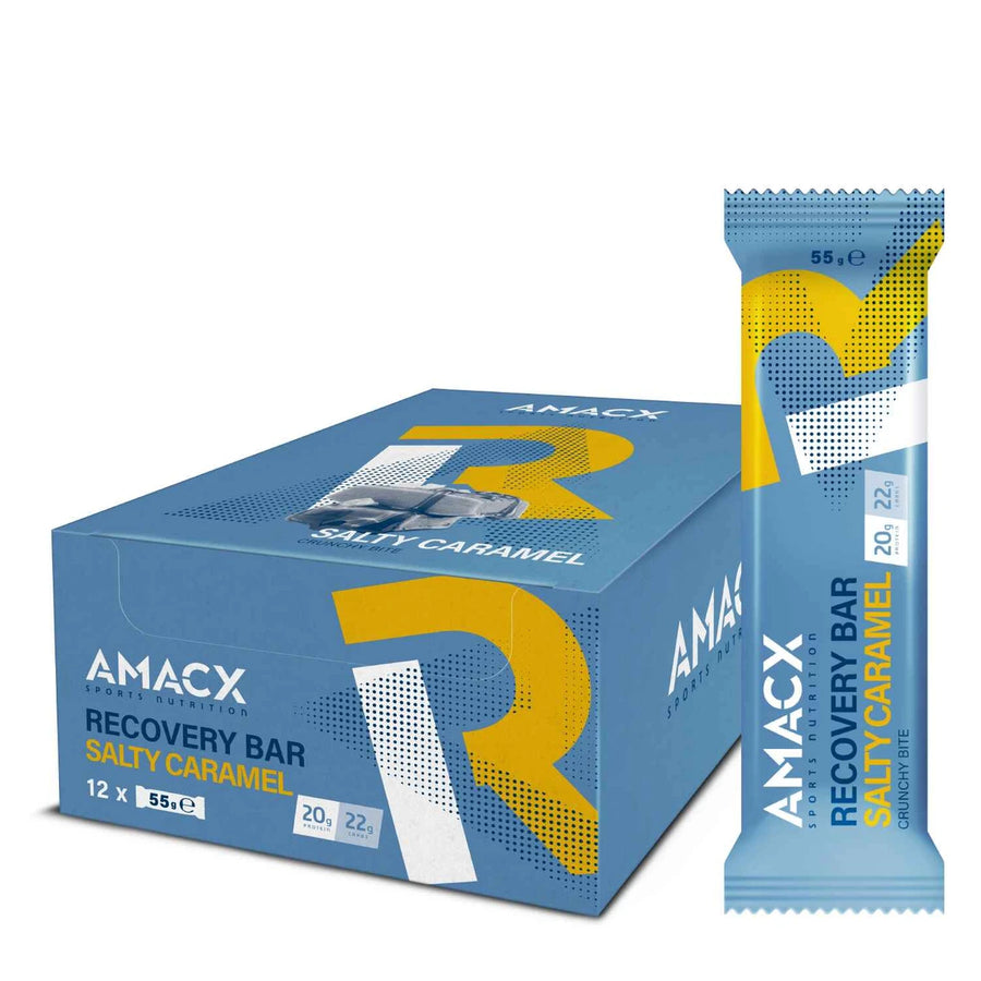 Barritas Recuperación Amacx Recovery Bar Caramelo Salado Caja 12uds Azul