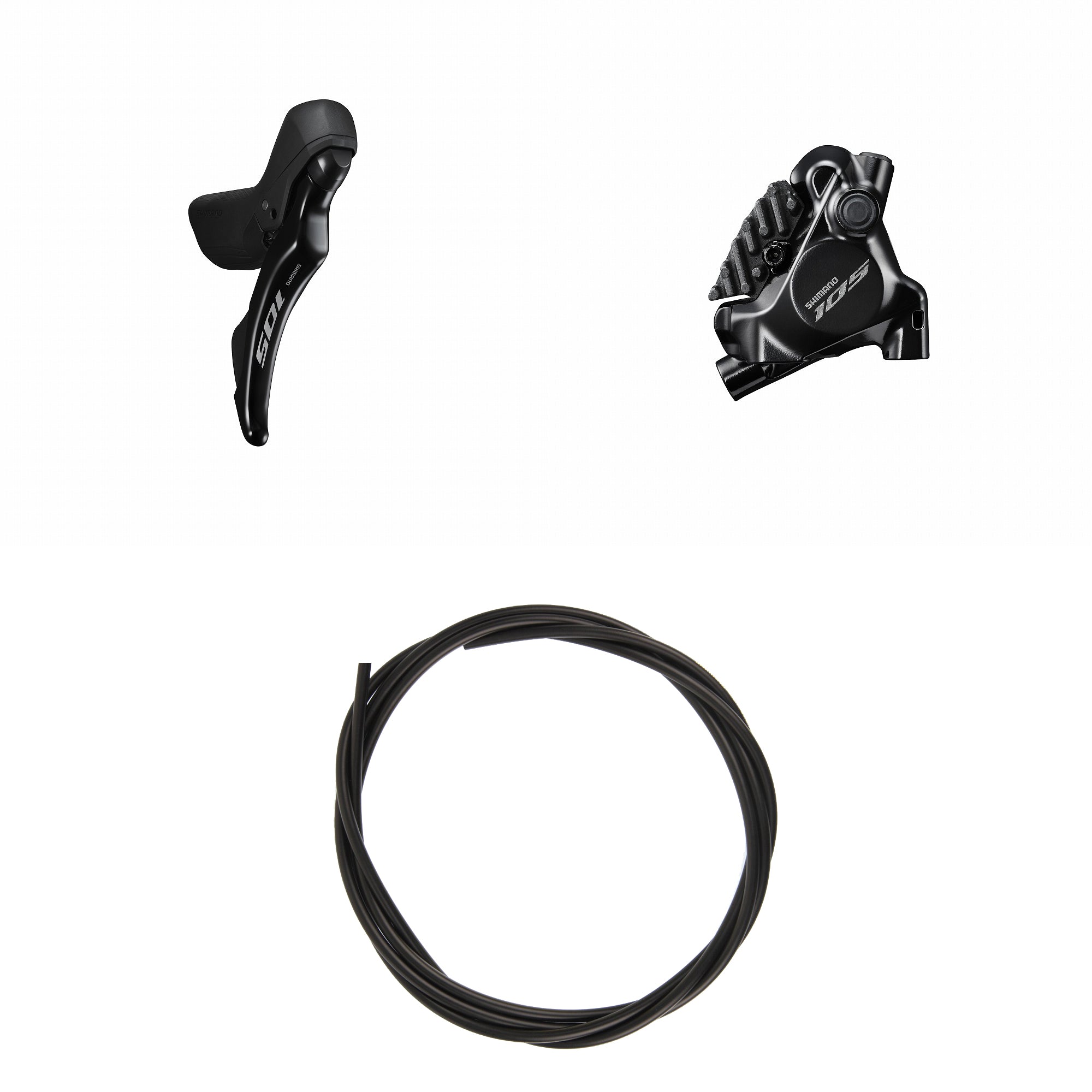 Kit Freno Disco Hidráulico Shimano 105 BR-R7170/ST-R7120 Trasero/Derecho Resina Aletas Sin Adaptador Latiguillo 1700mm Negro #2