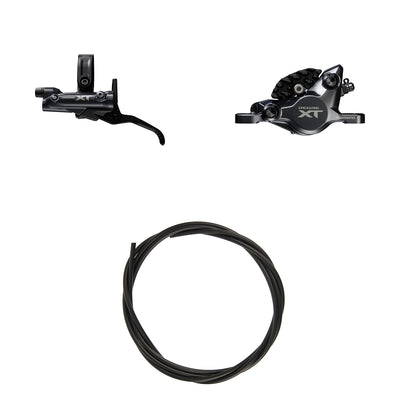 Kit Freno Disco Hidráulico Shimano Deore XT BR-M8200/BL-M8200 Trasero/Derecho Resina Sin Aletas/Adaptador Latiguillo 1700mm Negro