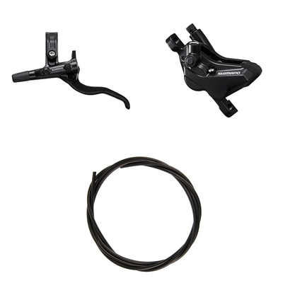 Kit Freno Disco Hidráulico Shimano Deore BR-MT420/BL-M4100 Delantero/Izquierdo Resina Sin Aletas/Adaptador Latiguillo 1000mm Negro