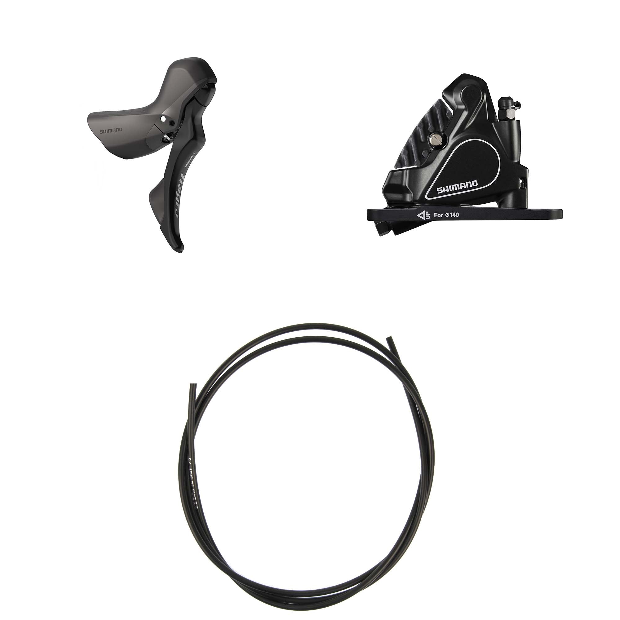 Kit Freno Disco Hidráulico Shimano Tiagra BR-RS405/ST-R4020 Trasero/Derecho Resina Aletas Sin Adaptador Latiguillo 1700mm Negro