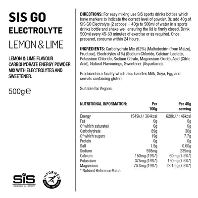 SIS GO Polvo Energético/Electrolitos 500g Limón/Lima #2