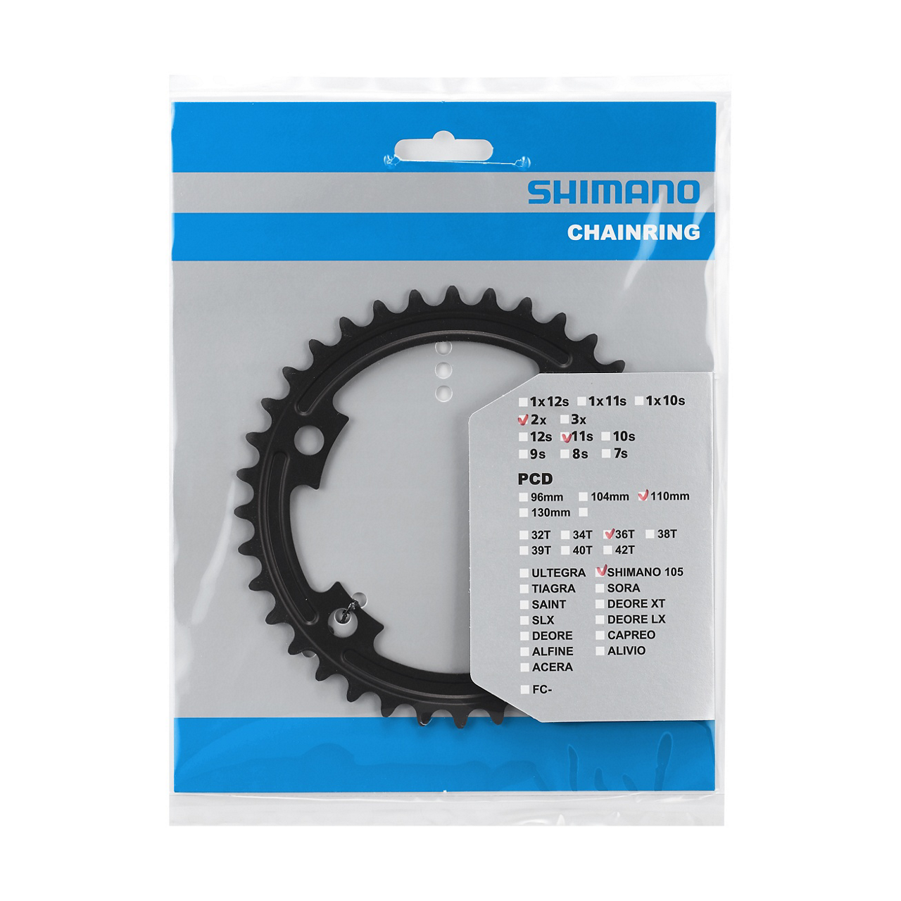Plato Interior Shimano 105 FC-R7000 36t Negro #2