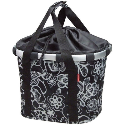Bolsa Delantera Klickfix Reisenthel 35x28x26cm Negro/Flores Blancas